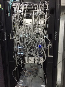 A major multi-national client of mine's attempt at rack cabling