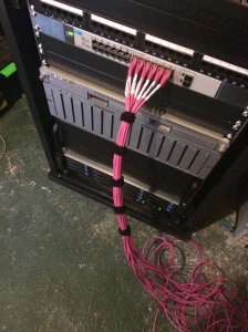 Start of cabling for switch in new rack