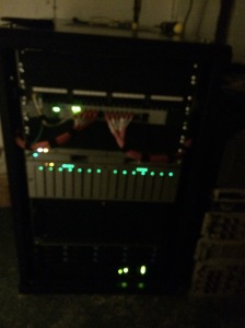 Attempted night picture of everything in new rack